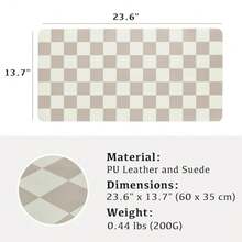 Checkered Desk Mat Large Cute Aesthetic Retro PU Leather Computer Laptop Desk Mat Non-Slip Proof Mouse Keyboard Pad Desk Writing Mat For Work/Home Khaki 23.6" X 13.7" - Khaki - View 8