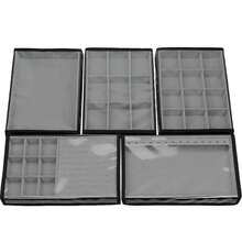 5 Large Jewelry Trays In Velvet Faux Leather (33x22cm) With Cover - Xám - Xem 1
