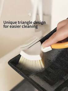 1pc/2pcs Foldable Triangle Cleaning Brush, Short Handle Design For Comfortable Grip, Multi-Functional, Suitable For Kitchen, Sink, Bathroom Scenarios, Easy To Clean Drain Corners, Stove Gaps, Windows, Walls And Other Hard-To-Reach Areas, Also Applicable For Pot And Dish Cleaning, Making Home Cleaning Easier. - Orange-white - View 7