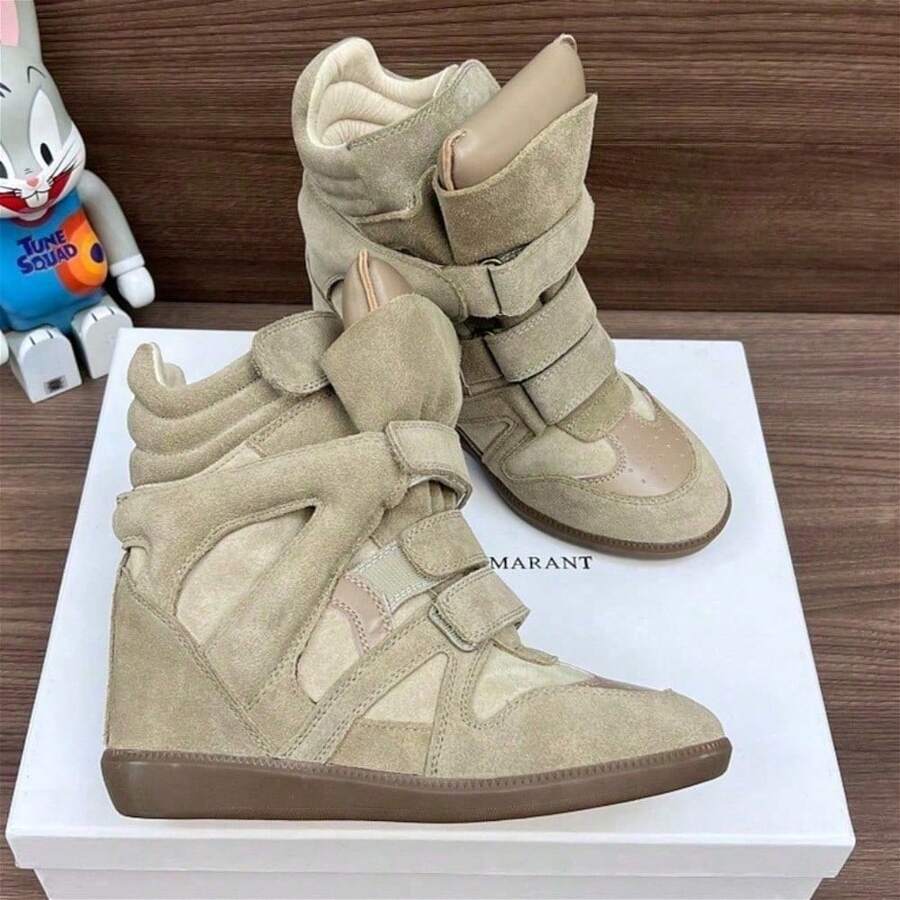 ISA-Women's Sneakers, Casual Shoes With Hidden Height-Increasing Design, High-Top Flat Skate Shoes