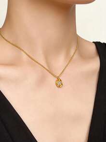 1件仿珍珠贝壳项链，时尚优雅小众设计，高端百搭优雅颈链，适合日常通勤、夏季海滩度假等场合。 - 金黃色 - 查看 4