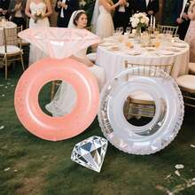 1pc Diamond-Shaped Inflatable Swimming Ring - PVC, Very Suitable For Adults, Pool Party And Beach Leisure, Bachelorette Party Gift, Wedding Decoration - Blue - View 2