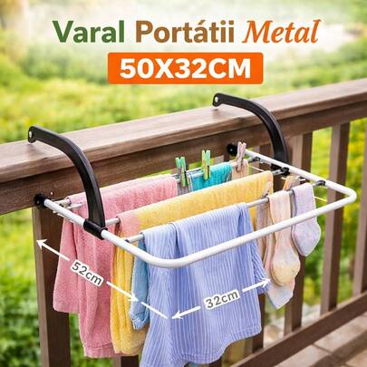 Varal Portátil de Metal 50x32cm Para pendurar janela e Sacada apartamento pequeno compacto