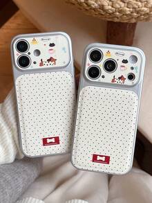 Ốp điện thoại thiết kế tối giản chấm bi hình xương cún cho iPhone 17 Pro Max/16/15/14/13/12/11, ốp điện thoại dạng gập có cửa sổ - Nhiều màu - Xem 6