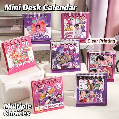  MINISO - Calendario de escritorio de 4 piezas 2026 Equipo de caza de brujas, diseño mini, portátil y práctico, múltiples patrones disponibles, papel grueso de alta calidad, ideal para decoración del hogar u oficina