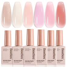 Beetles Nude Gel Nail Polish Set - 6 Colors Nude Pink Brown Neutral Jelly Gel Polish Kit - 6 Colors Aesthetic Nude - 查看 1