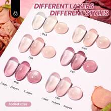 Beetles Gel Polish Whispers Of Love Jelly Gel Nail Polish Set - 6 Colors Milky White Nude Pink Neutral Sheer Translucent Soak Off UV Gel Nail Kit - 6 Colors Faded Rose - 查看 2