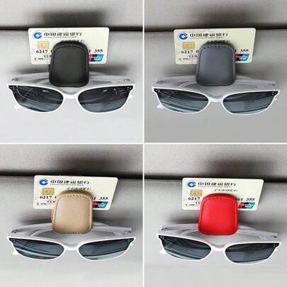 Multi-Function Car Glasses Clip, Leather Interior Sunvisor Storage Box, Fashionable Car Glasses Clip & Card Holder