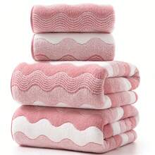 Damen Weiche, saugfähige Korallen-Fleece Handtücher & Badetücher - Pink - Übersicht 3