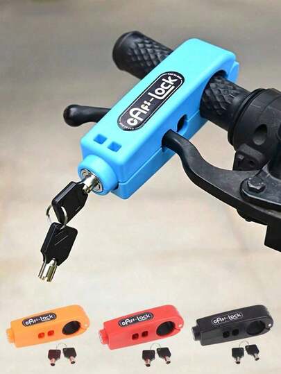 Bloqueo universal antirrobo del acelerador y manillar, bloqueo de bicicleta, accesorios para bicicleta, para motocicleta, bicicleta, bicicleta eléctrica y scooter - Bloqueo de agarre de plástico resistente a la intemperie / Abrazadera antirrobo ligera, dispositivo de portátil para el manillar/barra para inmovilizar el acelerador giratorio y la dirección; Instalación rápida con una sola mano, opción de llave o combinación; Ideal para viajeros, repartidores, estudiantes, todoterreno, garajes, estacionamientos, viajes, campamentos y almacenamiento al aire libre