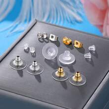 Bộ 530 chiếc nút chặn khuyên tai bằng nhựa trong suốt, kim loại, cao su, silicon, thích hợp cho khuyên tai móc và các loại khuyên tai khác, có thể mua theo gói 50-100 chiếc/bộ. - Nhiều màu - Xem 4