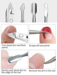 9/3/2/1 Pcs Professional Nail & Cuticle Scissors Manicure Tool Set, Nail Salon DIY Nail Care Accessories - Silver - View 3