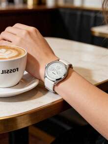 Fossil Women's Quartz Leather Three-Hand Watch Stainless Steel Case/Scratch-Resistant Glass Mirror AM4484/AM4486/AM4523/AM4529/AM4532 - White - View 4