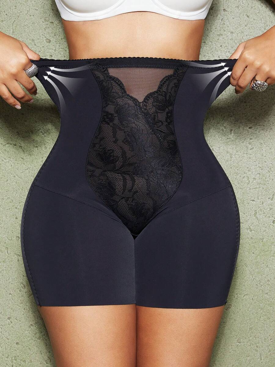 1pc Women Shapewear Shorts, Tummy Control, Butt Lifting, Waist Cincher Underwear - Black - View 1
