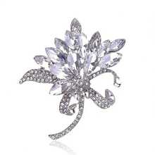 Crystal Flower Brooch, Fashionable 2-In-1 Scarf Clip & Sweater Chain Necklace, Luxury Accessory - Flower Type - View 2