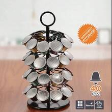 360° Rotating Coffee Capsule Holder, Detachable Storage Stand For 40 Capsules, Space-Saving - 黑色 - 查看 2