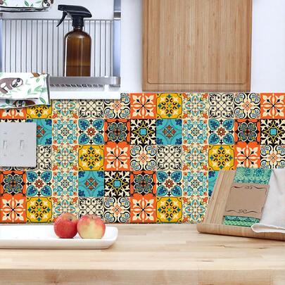 30 miếng dán trang trí nhà bếp phong cách Bohemian, miếng dán trang trí nhà cửa ấm áp, tự dính, chống thấm nước, có thể tháo rời, thích hợp cho nhà bếp/phòng ăn/phòng tắm/phòng ngủ, v.v.