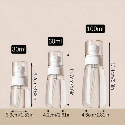 Bộ 2 chai xịt trong suốt cầm tay, thích hợp cho du lịch, dung tích 30/60/100ml, có thể tái sử dụng. Thích hợp để đựng cồn, nước hoa, v.v.