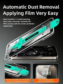 ZYONS 3pcs Matte Tempered Glass Screen Protector, Includes Installation Tools, Full Coverage, Anti-Fingerprint, Anti-Scratch, Anti-Shock, Self-Cleaning, Compatible With Iphone 17 Pro Max/17 Air/16 Pro Max/16 Pro/16 Plus/16/15 Pro Max/14 Pro Max/13 Mini/12/11 Series, Phone Accessories, Great For Halloween, Birthday, Gift For Family And Friends - 黑色 3 件套 - 查看 3