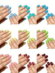 ARTAUG 432pcs Glossy Solid Color Square Nail Stickers - Easy To Use Quick Change Nail Art Set For Beginners - Suitable For Daily Wear, Work, Parties And Outings - Reusable Nail Sticker Set At Affordable Price Press On Nails - Multicolor - View 3