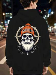 Nuevas  de moda de la temporada: Hola, este es un nuevo estilo de ropa masculina para otoño e invierno, que incluye una sudadera con estampado en la espalda y una sudadera con capucha para parejas. Es un suéter versátil y holgado, adecuado tanto para deportes como para uso casual, talla grande. - Negro - Ver 10