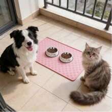 Pet Feeding Mat (Suitable For Cats & Dogs), Spill-Proof Food & Water Mat, Fit For Small, Medium And Large Pets - Pink - View 2