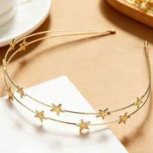 3pcs/2pcs/1pc Sweet Lady Double-Layer Star Headband, Minimalist Hair Hoop - Multicolor - View 2