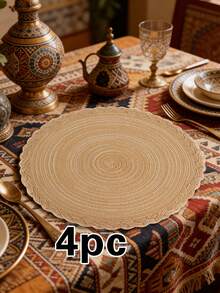 Bộ 1/4/6 tấm lót bàn tròn dệt, kiểu Bohemian, tối giản và thời trang, lót máy pha cà phê, đế lót ly chống trượt chịu nhiệt, thích hợp cho đám cưới, tiệc tùng, ngày lễ, dã ngoại, tiệc sinh nhật. - Nhiều màu - Xem 7