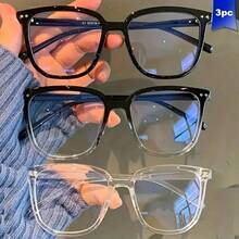 3pcs Blue Light Blocking Glasses - Fashion Square Fake Eyeglasses, Anti Ray Computer Gaming Glasses, Blue Blockers Glasses For Women/Men - #1 Best Seller 2026 - 查看 2