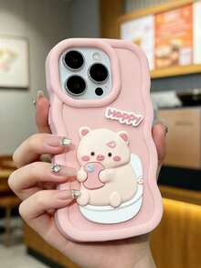 1个DIY可爱小猪&“快乐”马卡龙色手机壳，适用于C55/C53、A78/A58/A57/A54/A38/A18/A17/A16、Note、A3 Pro/A1/A2/14C/13C/12C/12/10C/10/9C/9A/A、14T Pro/14T/14、Poco X5、Galaxy、G04/G05/G13/G14/G15/G22/G24/G32/G60/G85 Spark 30C、SMART 5/6/7/8/9/10/A57、A5X等机型。卡通DIY配件手机壳 - 粉色 - 查看 2