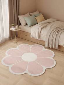 1pc Cream-Colored 8-Petal Flower Shaped Carpet, Cream Pink Floral Round Rug, Suitable For Living Room, Bedroom, Study, Children's Room, Baby Room Decoration - Durable, Non-Slip, Machine Washable, Decorative Carpet, Bedroom Decor, Small Rug, Carpet, Home Decor, Living Room Carpet, Living Room Small Rug, Bedroom Carpet, Living Room Home Decor, Outdoor Rug, Washable Carpet - Multicolor - View 3