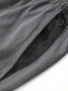 Men's Casual Everyday Cargo Pants, Fashionable Drawstring Solid Color Sports Workwear Trousers, Spring/Autumn - Grey - View 4