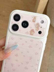 Cute Pink Flower Rabbit Phone Case, Large Window Design, Full Protective Anti-Fall Cover Compatible With Apple 13/13Pro/13Promax/14/14Pro/14Promax/15/15Pro/15Promax/16/16Pro/16Promax Series - Multicolor - View 6
