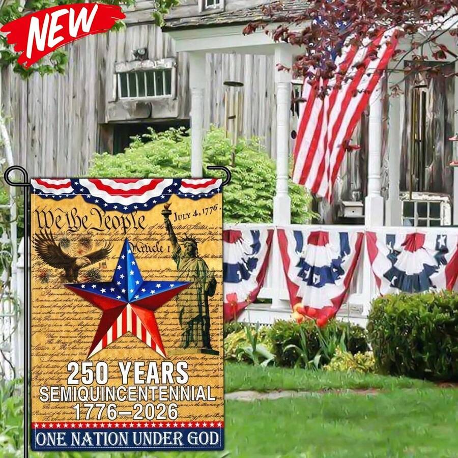 USA Patriotic Holidays Garden Flag Set Double Sided 12x18 Inch Outdoor Banner With Eagle Statue Of Liberty Liberty Bell Graphics - 250th Anniversary Commemorative Piece No Flag Pole Included For 4th July Memorial Veterans Day Porch Decor - 多色的 - 查看 1