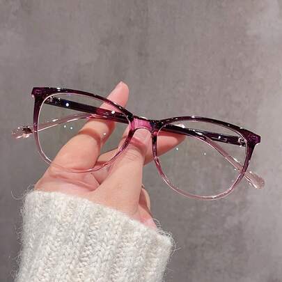 1 Pair Women's Ombre Round PC Frame Casual Eyeglasses, Suitable For Daily Wear, Work Commute, Holiday Gifts, Music Festivals, Etc.