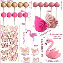 LaVenty Rosa Flamingo Kuchendeko, Hawaii-Themen Geburtstags-Party Hochzeitstorte Dekoration - Rosa - Übersicht 5