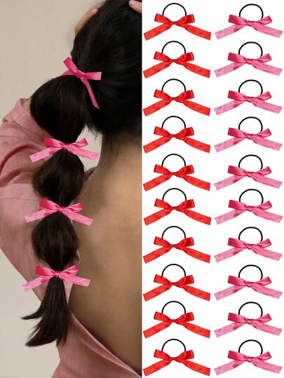 10 chiếc dây buộc tóc nơ satin màu hồng thanh lịch, phụ kiện tóc kiểu công chúa thời trang, phù hợp cho phụ nữ và bé gái, sử dụng hàng ngày, làm quà tặng, đạo cụ chụp ảnh, thích hợp cho hoạt động ngoài trời, tiệc tùng, đi làm, kỳ nghỉ biển, dễ dàng tạo kiểu tóc như buộc đuôi ngựa, búi tóc, món quà tuyệt vời!