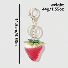 1 chiếc móc khóa hình quả dâu tây 3D chuyển màu tự nhiên, phong cách đồng quê tươi mát, dành cho nữ, phụ kiện trang trí túi xách hình trái cây bằng nhựa dễ thương. - Nhiều màu - Xem 8