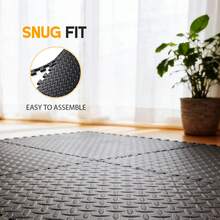 Puzzle Exercise Mat ½ In, EVA Interlocking Foam Floor Tiles For Home Gym, Mat For Home Workout Equipment, Floor Padding For Crawling, Black, 20 In X 20 In X ½ In, 64 Sq Ft - 24 Tiles (24, Black) - Black - View 7