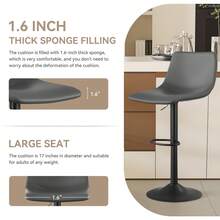 Swivel Bar Stools With Backrest, Height Adjustable PU Leather Bar Chairs, Modern Kitchen Counter Stools With Footrest, Set Of 2 - Dark Grey - View 3