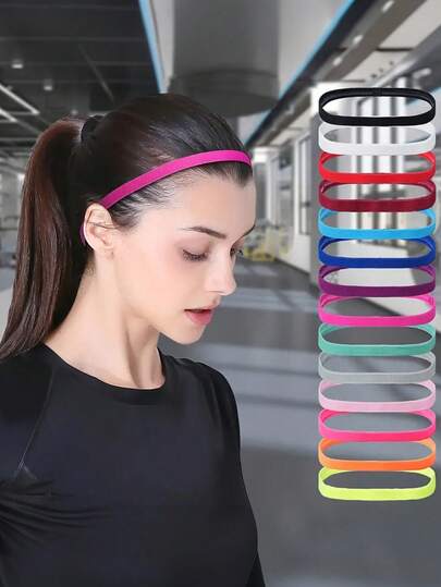 Diadema de silicona antideslizante y de moda para mujeres - Diadema elástica que absorbe el sudor, multicolor adecuada para yoga, correr