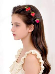 10pcs/Set Glitter Fruit Hair Clips, Cute Sweet Style Hair Accessories For Girls, Suitable For Bangs And Fine Hair Daily Use - Multicolor - View 4