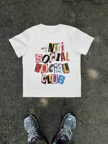 1Pcs Anti Social Club Print Men's T Shirt Streetwear 100% Cotton TShirt Men's Summer Graphic Tee Gift For Men, Casual Style Letter Tee For Hip Hop Fashion Dazy Women Y2k Spring Clothes Women Cotton Motf Clothes Women Tops Cute Tops White Tops Streetwear Women Black Tops For Women 90s Party Outfit V Neck Tops Baggy T Shirts Baggy T Shirts Baggy Top Cotton T Shirt Women T Shirt Women Tshirts For Women - White - View 1