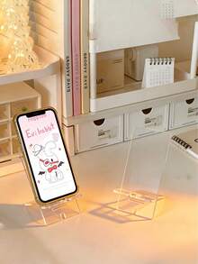 1pc High-End Acrylic Phone/Tablet Stand, Crystal-Like Texture, Minimalist Jesus Design, Adjustable For Charging And Displaying Collectibles - Multicolor - View 4