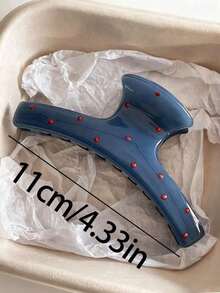 2pcs/1pc Women 4. 33in/11cm Plastic Blue Polka Dot & Red Bow Hair Clips, Fashion Versatile Elegant Minimalist Solid Color Hair Claws, Suitable For Daily, Casual, Party, Commute, Beach, Hairstyling, Makeup, Outfit Accessory Elegant Claw Clips Fashion Hair Clutch Women Hair Accessories Summer Vacay Hair Clips - 多色 3 - 查看 3