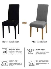 1pc/4pcs/6pcs Solid Color Jacquard Chair Covers, Removable Elastic Dining Chair Slipcovers, Suitable For Dining Room, Living Room, Home Decor - Light Grey - View 9