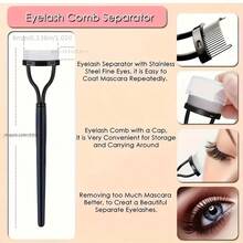 16件套不锈钢睫毛夹套装，包含1个睫毛夹、1个睫毛梳、2个睫毛卷翘器、1个斜角双头眉刷、1个眉刷和10个硅胶替换垫，适用于睫毛和眉毛。 - 彩色 - 查看 5