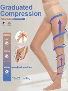 3 đôi quần tất thể thao nén dành cho nữ, độ nén tăng dần 15-20mmHg, thiết kế có đai giữ chân, màu đen, hỗ trợ áp lực tăng dần, độ đàn hồi cao, phụ kiện thanh lịch cho công sở và giải trí hàng ngày. - Nhiều màu - Xem 1