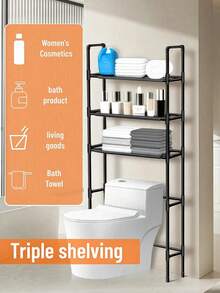 Over Toilet Storage Rack - 3-Tier Stainless Steel Bathroom Organizer With Adjustable Shelves, Waterproof Space-Saving Rack For Toilet Paper, Towels, Toiletries (No Drill Installation) - Black - View 4