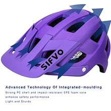 Casco de Bicicleta Cascos de Bicicleta para Hombres y Mujeres Casco de Bicicleta de montaña con Visera Cascos para Adultos a jóvenes Casco de Bicicleta Carretera  y cómodo 54-62cm M/L - Morado - Ver 3